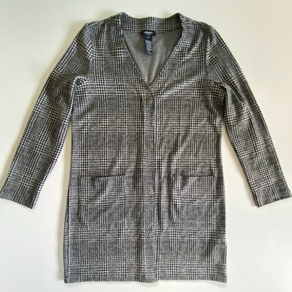 Olsen Gray & Black Houndstooth Long Cardigan Sz 6 - Picture 6 of 15